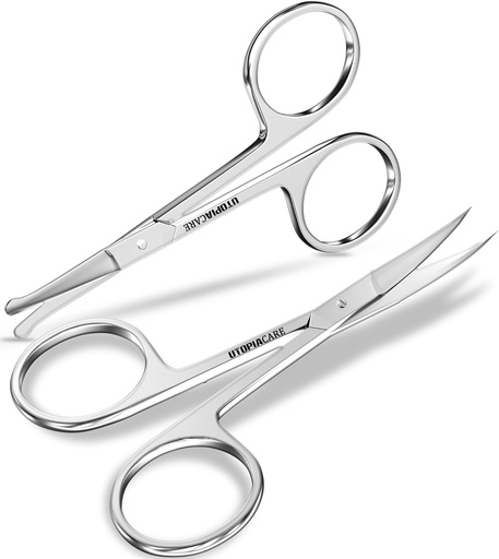 [BRSWGYADC57R6AD6] Utopia Care Eyebrow Scissors, Professional Stainless Steel Small Shears for Men and Women, Nose Hair Scissors for Grooming Mustache, Beard, Eyelashes, Ear Hair Trimming, Silver