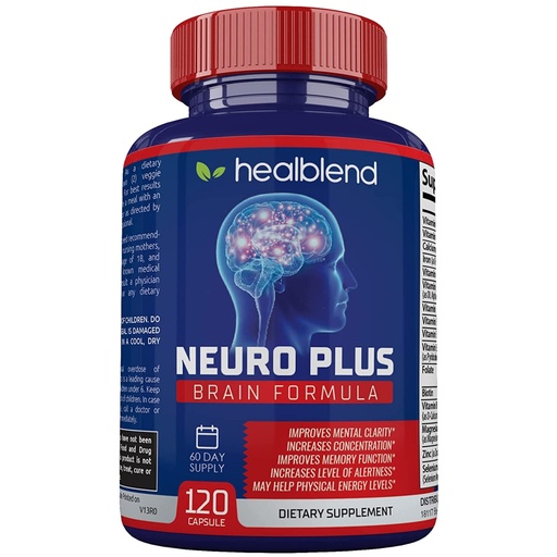 [BRSW2ZA5B56RQETV] Neuro Plus Brain & Focus Formula - Nootropic Brain Booster Supplement, Supports Brain Health, Mental Clarity & Focus - Enhances Concentration & Mental Energy – 120 Capsules (1)