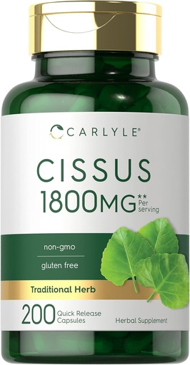 [BRSWYHARDEHRSYA7] Carlyle Cissus Quadrangularis 1800mg | 200 Capsules | Traditional Herb Extract Supplement | Non-GMO and Gluten Free Formula