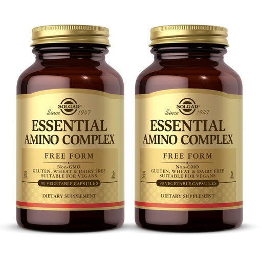 [BRSWKH3YOIMWGETD] Solgar Essential Amino Complex, 90 Vegetable Capsules (Pack of 2) - Free Form Essential Amino Acids - Non-GMO, Vegan, Gluten Free, Dairy Free, Kosher - 180 Total Servings