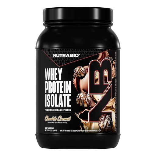 [BRSROZLRCIHBQCDA] NutraBio 100% Whey Protein Isolate Protein Powder, 25g Protein with Complete Amino Acid Profile, Non-GMO, Soy & Gluten Free, Low Carb, Low Calorie Whey Protein Powder, Chocolate Coconut, 2 Lbs