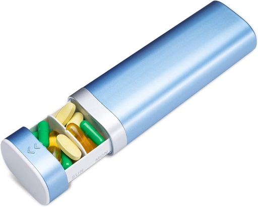 [BRSRMBQCC56RY3A2] Betife Travel Pill Organizer Semanalmente 7 dias, Caixa diária compacta, Caso de medicina portátil, Titular de pílula bonito para suplementos de vitaminas, Organizador de pílulas em forma de gaveta (azul)