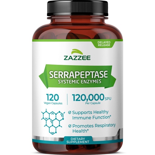 [BRSW2GIFOYPRMDY6] Zazzee Delayed Release Serrapeptase, 120,000 SPU per Capsule, 120 Vegan Capsules, 4 Month Supply, Extra Strength, Potent and Concentrated Systemic Enzymes, 100% Vegetarian, All-Natural and Non-GMO