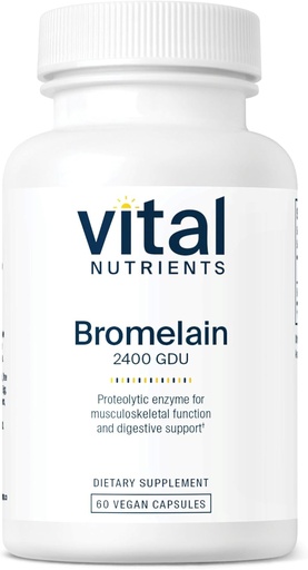 [BRSWIYQCDIPREDDG] Vital Nutrients Bromelain 2400 GDU | Vegan Bromelain Supplement to Support Protein Digestion* | Digestive Enzyme from Pineapple | Gluten, Dairy, Soy Free | Non-GMO | 60 Capsules