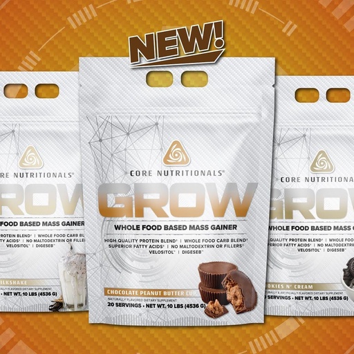 [BRSROHYDAVYBUD3F] Core Nutritionals Grow Mass Gainer | Whole Food Carb Blend + Protein Blend | Maltodextrin Free | 880 Calories, 50g Protein | 10 Pound (Chocolate Peanut Butter Cup)