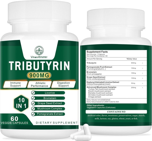 [BRSRAZLRCRYRUCYY] Tributyrin Supplement - Butyrate Precursor for Gut Barrier Support, Leaky Gut Support, Digestion 60 Count