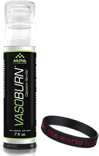 [BRSW2HQFBV5W2AL7] MPA Vasoburn Capsaicin Skin-Gel Pump Bottle, Targets Stubborn Areas, Capsaicin Cream, yohimbine Cream, paquete con un brazalete Motivational Wristband para motivarte y apoyarte (7 oz.)