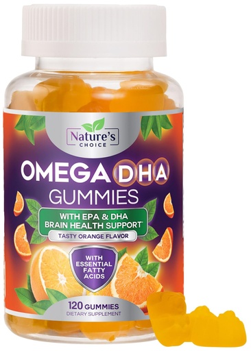 [BRSW2YAQPN7RMA3F] Omega 3 Fish Oil Gummies - Triple Strength Omega3 Gummy - DHA & EPA Fatty Acids for Heart Health, Joint & Brain Support, Nature's High Absorption Omega Fish Oil Supplement, Orange Flavor- 120 Gummies