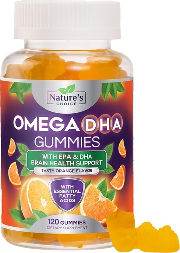 [BRSW2YAQPN7RMA3F] Omega 3 Gummies de aceite de peixe - Omega3 Gummy de Tripla Forza - Ácidos graxos DHA e EPA para a saúde cardíaca, apoio conxunto e cerebral, Suplemento de aceite de peixe Omega de alta absorción da natureza, Orange Flavor- 120 Gummies