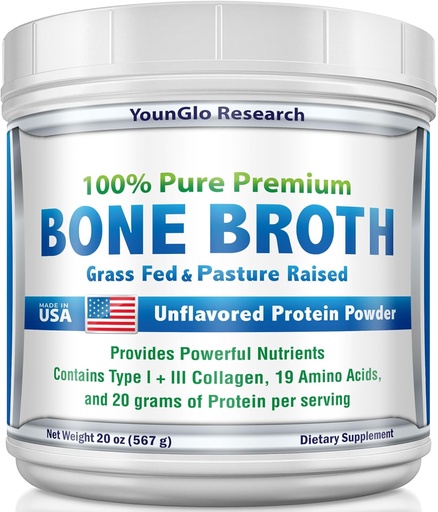 [BRSWGYIPC4MQM3TO] Bone Broth Beef Protein Powder - 1,25 lb / 20 oz, Unflavored - Made in USA - High Colagen & Gelatin from Grass Fed Bovine - Nutritional Marrow Benefits - Zupy, Paleo & Keto Diets