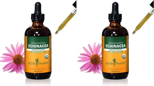 [BRSRAY3ROYMAY3IZ] Herb Pharm Certified Organic Echinacea Root Liquid Extract for Immune System Support, Organic Cane Alcohol, 4 Ounce (Pack of 2)