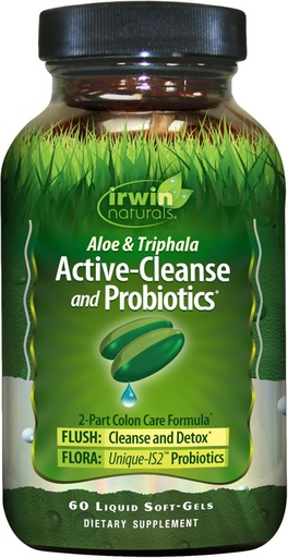 [BRSRMAALCBYRQCIY] Irwin Naturals Aloe & Triphala Active Cleanse + Probiyotiks - 60 Sıvı Softgels - Natural Digestive Support - Gentle, effective Detox + Elimination 2Part Care - Nourish + Balance