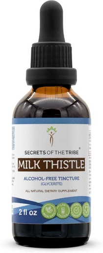 [BRSWKHD6BUDBSDQ2] Secrets of the Tribe Milk Thistle Tincture Alcohol-Free Extract, Milk Thistle Silybum marianum Liver Health 2 oz