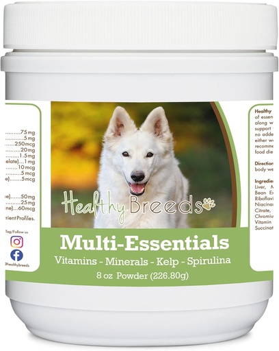[BRSW2ELRDJYWAE3H] Healthy Breeds German Shepherd, White, Multi-Essentials Powder for Dogs - an Ideal supplement of Vitamins, Minerals " Antioxidants for your Dog - 8 oz