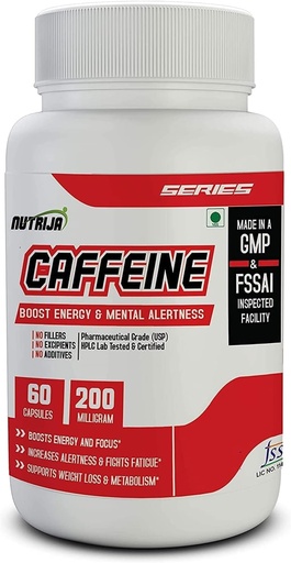 [BRSW2FQOBN6AOCYV] Caffeine 200mg - 60 Capsules | Enhance Mental Focus & Energy