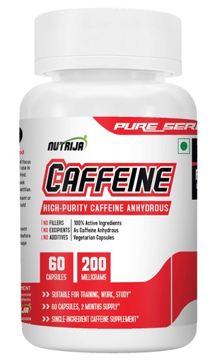 [BRSW2FQOBN6AOCYV] NutriJa Caffeine 200mg 60 Capsules | Pure & Potent | Boosts Performance & Metabolism