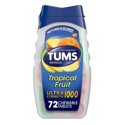 [BRSWIY33CEJRO3Y7] Tums Ultra 1000 Maximum Strength Tropical Fruit - 72 Chewable Tablets