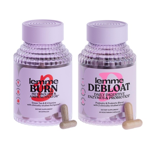 [BRSRAYD6CQHAYELF] Lemme Burn & Debloat Capsule Bundle - Metabolism & Fat Burning + Debloat Capsules for Bloating & Gas Relief, Probiotics & Prebiotics - Gluten Free, Non-GMO - 60 Ct. Each