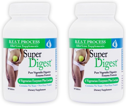 [BRSWYEIDCMIBUEYU] SuperDigest (2 Pack) Best Process Alkaline — Multi-Enzyme Digestive Support — Digestive Enzymes with Alfalfa, Papain & Bromelain (Vegetarian Friendly)