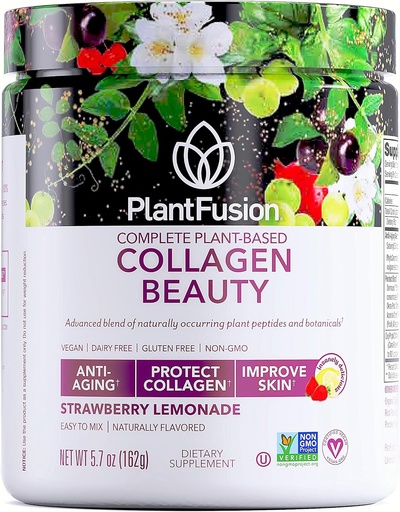 [BRSWGAL3C56BG3TP] PlantFusion Vegan Collage de la bellesa - Vegan Collage de dones - pell de pèl i Nals Viminades - Guten Free, No-GMO, No-Dairy (Cermona de llimonada 18 servings)