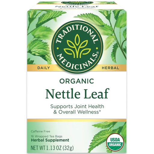 [BRSWGFTROAIGKFDG] Traditional Medicinals Organic Nettle Leaf Herbal Tea, Supports Joint Health & Overall Wellness, (Pack of 2) - 32 Tea Bags Total