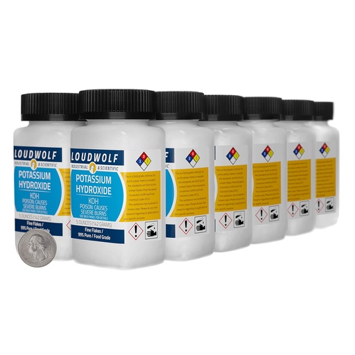 [BRSWY234PIDWEYI7] Potassium Hydroxide / 3.8 Pounds / 12 Bottles / 99% Pure Food Grade/Fine Flakes