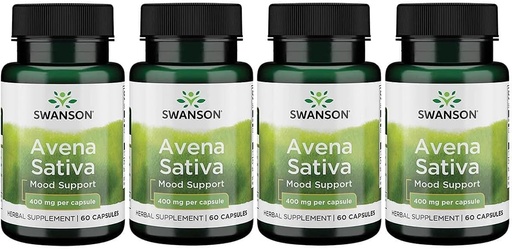 [BRSWGFD3BYFBUCL5] Swanson Premium Brand Full Spectrum Avena Sativa (Green Oat Grass) - Herbal Supplement Promoting Nervous System Health - Natural Formula Supporting Overall Wellness - (60 Capsules, 400mg Each) 4 Pack