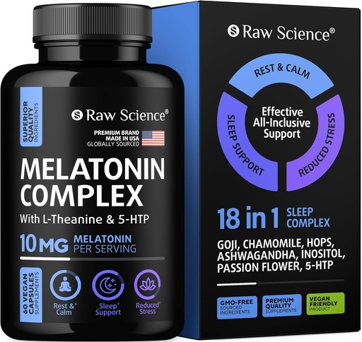 [BRSROZD3AEHGKGYZ] Melatonin 10mg Sleep Supplement - L Theanine, GABA Calm, L-Tryptophan - Deep Sleep Supplements for Adults with Ashwagandha, Passion Flower, Lemon Balm, Chamomile, Magnesium Sleep Support - 60 Capsules