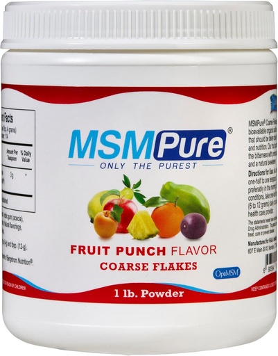 [BRSWYYYYA4PGCCY3] KALA HEALTH MSMPure Fruit Punch Flavored Coarse MSM Powder Flakes – Organic Sulfur for Joint Flexibility, Skin Appearance, and Hair & Nail Support – 1 lb, USA Made, Distilled Crystals