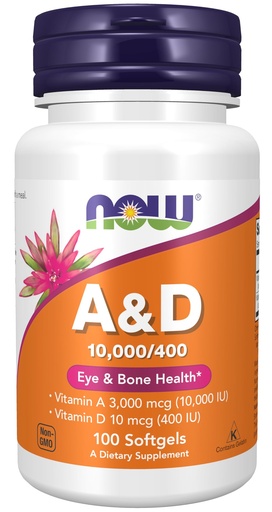 [BRSWIYT3BEHQAAI7] NOW Supplements, Vitamin A & D 10,000/400 IU, Eye Health*, Essential Nutrition, 100 Softgels
