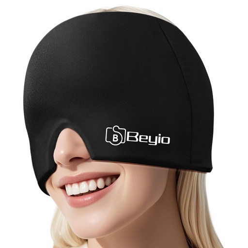 [BRSRA2YYAFYQ2CT7] Migraine Relief Cap, All Around Gel Covered Reusable Headache Relief Cap, Black Migraine Cap for Headache Relief, Puffy Eyes