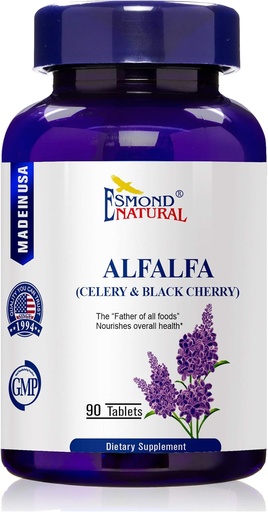 [BRSWYZY3OUMAMCT2] Alfalfa - Celery & Black Cherry (Nourishes Overall Health), GMP, Natural Product Assn Certified, Made in USA - 1500mg, 90 Tablets