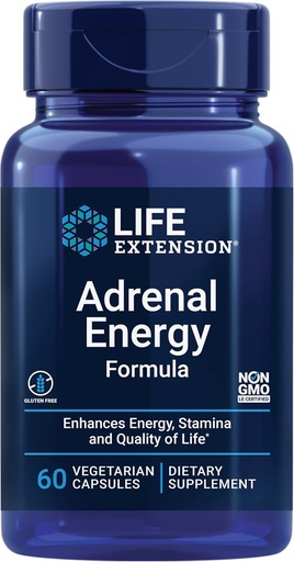 [BRSWIBIFARYQY3DG] Life Extension Adrenal Energy Formula, Help inhibit The Effects of Stress, holy Basil, cordyceps, bacopa and ashwagandha, Gluten Free, Non-GMO, Vegetarian, 60 Capsules