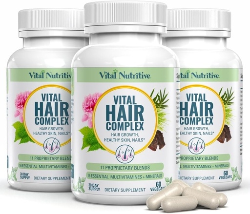 [BRSROCQRCICRU3YZ] Vital Hair Complex -Hair Growth Vitamins for Women and Men -Biotin & Vitamin B -Hair Growth Supplement for Healthy Hair Skin & Nails -Hormone & Gluten Free -Hair Vitamins for women
