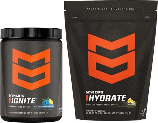 [BRSRAGL6CEPBEALF] MTN OPS Ignite Blue Raspberry Lemonade + Hydrate Lemonade Bundle
