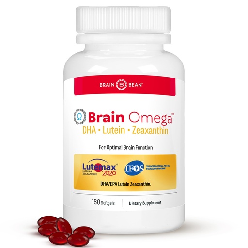 [BRSWGEANCIJQIEY2] Brain Omega with Lutein and Zeaxanthin – Omega 3 Supplement for Brain, Heart & Eye Health – 460 mg DHA, 90 mg EPA, Lutein and Zeaxanthin Supplements – 180 Softgels (90 Servings)