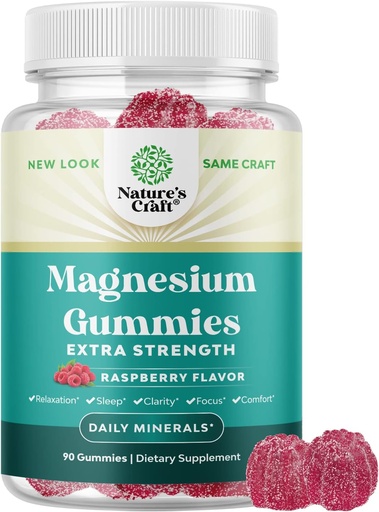 [BRSRMZA6CMCAIFY4] Extra Strength Calm Magnesium Gummies for Adults - Relaxing Magnesium Citrate Gummies with Elemental Mag - Sleep Aid Soft Chews Raspberry Flavored - Body & Mind Relaxation - 90 Count