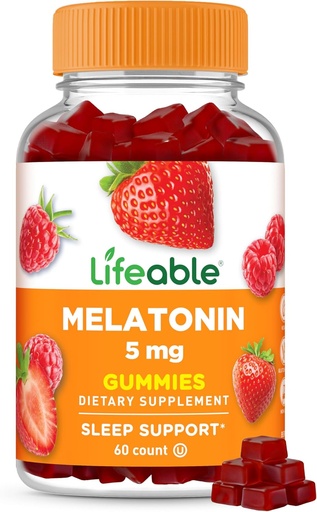 [BRSWYHAYDEBGM3Y4] Lifeable Melatonin 5mg Gummies | Great Tasting Sleep Supplement for Adults | May Help Falling and Staying Asleep | Vegetarian Sleep Gummies for Adults, Men, Women | 60 Melatonin Gummies 5mg
