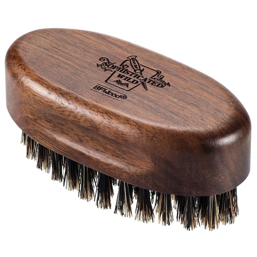 [BRSWYATQOQBAADY4] BFWood Small Travel Beard Brush - Natural Boar Bristles with Black Walnut Wood