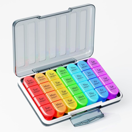 [BRSRMCAZOQGQGET2] Zoksi Moisture-Proof Weekly Pill Organizer 4 Times bir gün, 7 Gün Pill Box 4X bir gün, Bir Hafta Seyahat Pill Case with 28 Portatif, Medical Container for Vitamins, Supplements or Drug