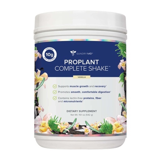 [BRSWYBD5DEBBEDLP] Gundry MD® Pro Plant Complete Shake™ High-Fiber Plant Protein Blend, 20 Servings (Vanilla)