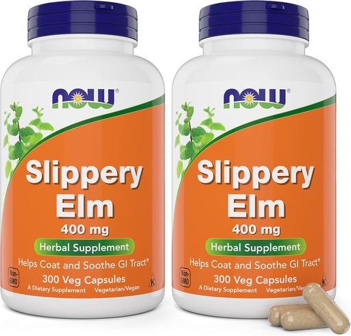 [BRSRAZDRCUNWMCLV] Now Slippery Elm 400 mg, 300 Vegetarian Capsules (Pack of 2)