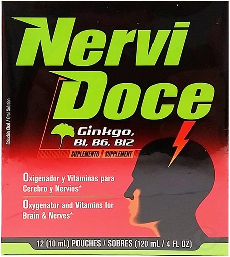 [BRSWGAT4B4HB4FY4] Nervidoce Multivitamin 12 Count Pouches - with Ginkgo Biloba and B Complex