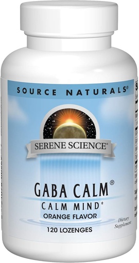 [BRSWIZ35CENGYALM] Source Naturals Serene Science GABA Calm 125mg Orange Flavor Supplement Natural Support - With Added Magnesium, Glycine, N-Acetyl L-Tyrosine, Taurine & More - 120 Lozenges