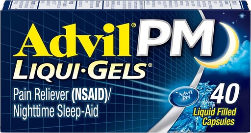 [BRSWKYQPAIPBSEY3] Advil PM Pain Reliever and Nighttime Sleep Aid, Pain Medicine with Ibuprofen for Pain Relief and Diphenhydramine Citrate for a Sleep Aid - 40 Coated Caplets
