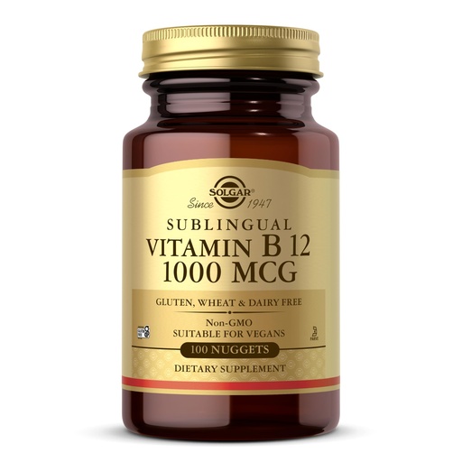 [BRSWIYT3OMABKFTK] Solgar Vitamin B12 1000 mcg, 100 Nuggets - Energy Production, Red Blood Cells - Healthy Nervous System - Promotes Cardiovascular Health - Vitamin B - Non-GMO, Gluten Free, Kosher - 100 Servings