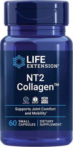 [BRSWGGD3CUHWE2D4] Life Extension NT2 Collagen™, Joint Health Supplement for Joint Comfort & Mobility, Gluten-Free, Non-GMO, 1 Daily, 60 Small Capsules