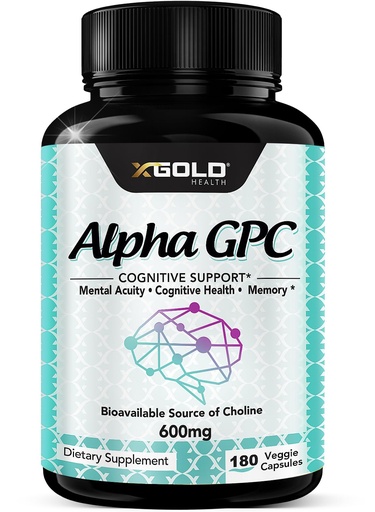 [BRSW2EL6CJ4B4DI2] Alpha GPC Choline Supplement 600mg, 99%+ Highly Purified, Highly Bioavailable Source of Choline,180 Veggie Capsules, Cognitive Enhancer Nootropic, Supports Memory & Brain Function, Boosts Focus & Mood