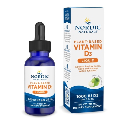 [BRSWI2YCOQBQC33I] Nordic Naturals Plant-Based Vitamin D3 Liquid - 1 oz - 1000 IU Vitamin D3 - Healthy Bones, Mood & Immune System Function - Non-GMO, Vegan - 60 Servings