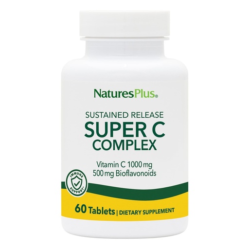 [BRSWIYT3PMCAAHTE] NaturesPlus Super C Complex, Sustained Release - 60 Tablets - 1000mg Vitamin C + 500mg Bioflavonoids - Vegetarian, Gluten Free - 60 Servings